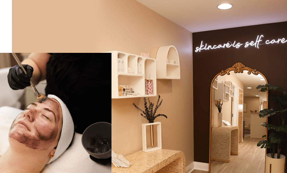 A woman is getting a facial treatment at a spa.